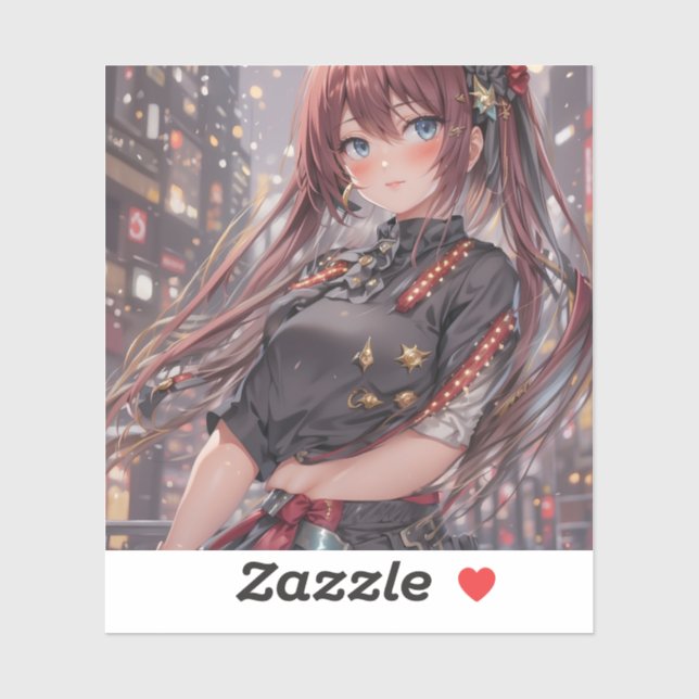 Anime Girl AI Generative Aufkleber (Blatt)