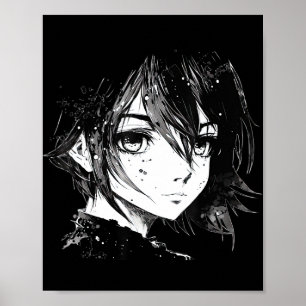 Anime Girl Anime Eyes Ink Sketch Zeichnend für G Poster