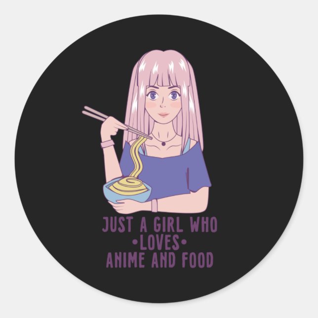 Anime Girl | Anime & Food Lover Runder Aufkleber (Vorderseite)