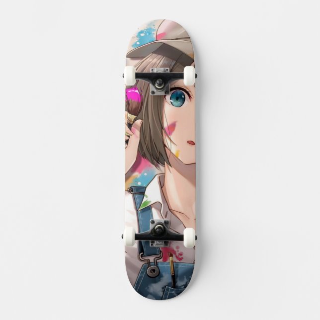 Anime Girl auf Skateboard, Anime Girl Skateboard, Skateboard (Vorderseite)