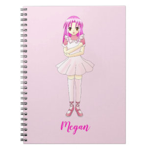 Anime Girl Ballet Personalisiert Notebook Rosa Notizblock