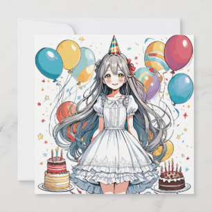 Anime girl Birthday C Einladung