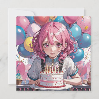 Anime Girl Birthday Einladung