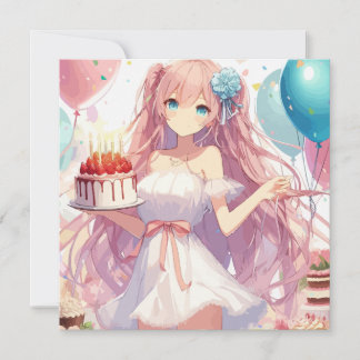 Anime Girl Birthday Einladung
