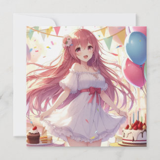 Anime Girl Birthday Einladung