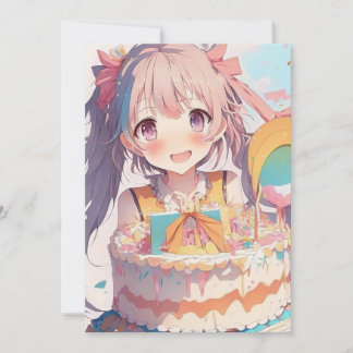 Anime Girl Birthday Party Einladung