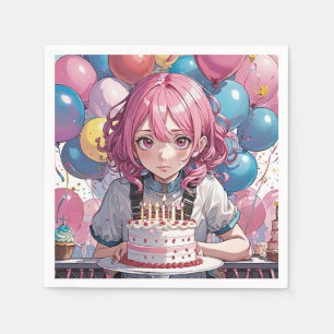 Anime Girl Birthday Serviette