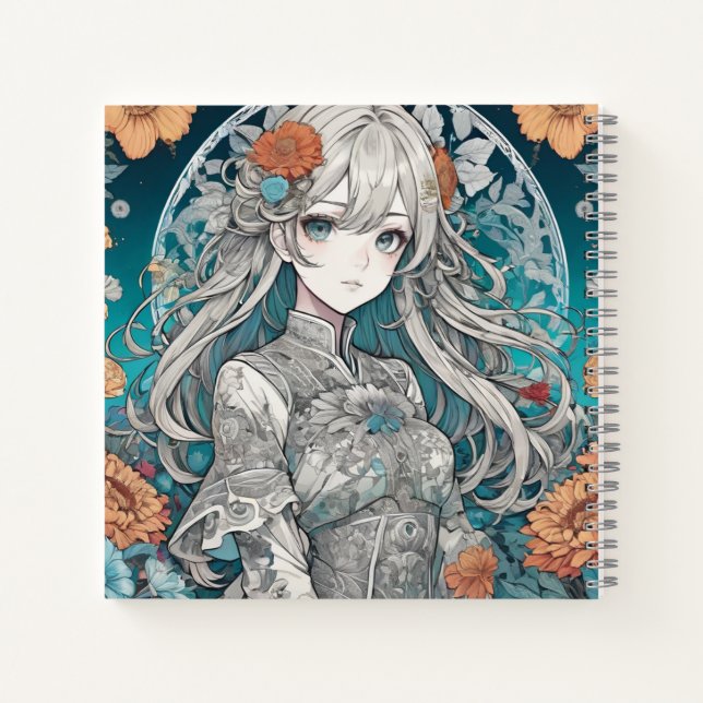 Anime Girl Blues Notizbuch (Rückseite)