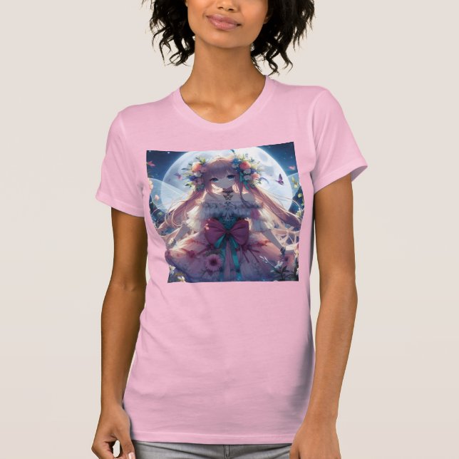 Anime Girl Blume Moon Fairy T-Shirt (Vorderseite)
