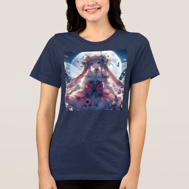 Anime Girl Blume Moon Fairy Tri-Blend Shirt (Vorderseite)
