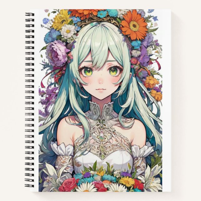 Anime Girl-Blume Notizbuch (Vorderseite)