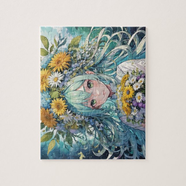 Anime Girl-Blume Puzzle (Vertikal)