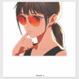 Anime Girl Bold und Playable Design Aufkleber