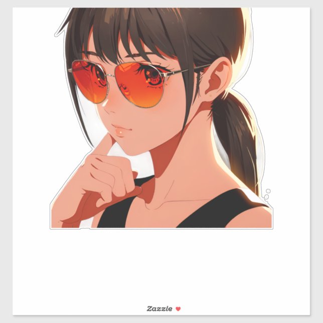 Anime Girl Bold und Playable Design Aufkleber (Blatt)