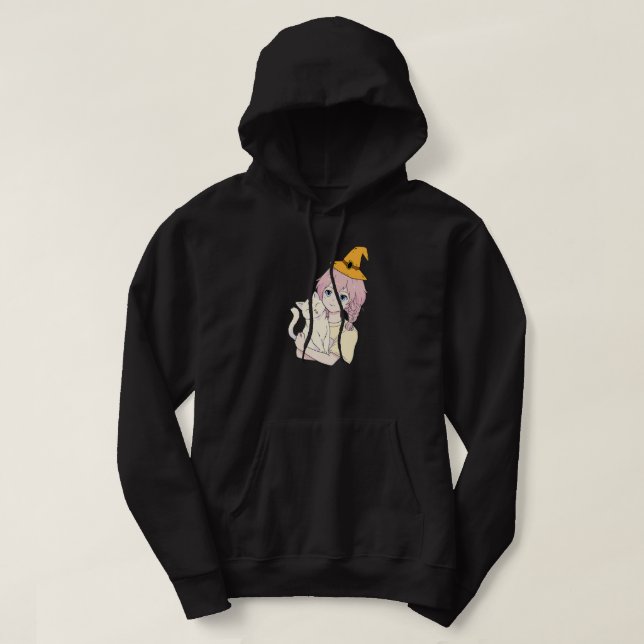 Anime Girl Cat Lover Lazy Halloween Anzug Kawaii Hoodie (Design vorne)