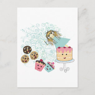 Anime Girl Cupcakes, Cookies, Cake und Magic Wand Postkarte