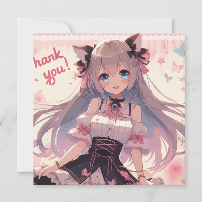 Anime Girl Danke-Card Dankeskarte (Vorderseite)