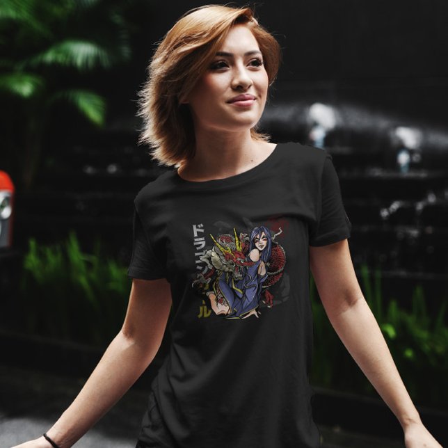 Anime Girl Dragon Illustration T-Shirt (Von Creator hochgeladen)