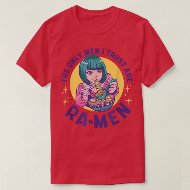 Anime Girl Eating Ramen Men Funny Food T-Shirt (Design vorne)