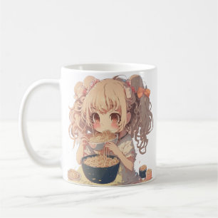 Anime Girl Eating Ramen Noodles Personalisiert Kaffeetasse