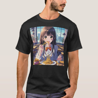 Anime Girl Eating Spaghetti T-Shirt