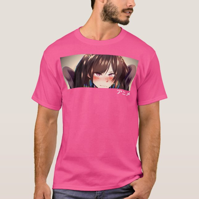 Anime Girl Eyes Anime in japanischen Zeichen T-Shirt (Vorderseite)