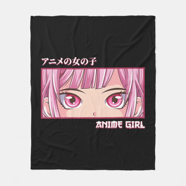 Anime Girl Eyes Japanisch Japan Kunstästhesie Anim Fleecedecke (Vorderseite)