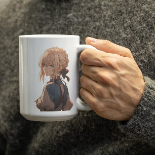 Anime Girl fragt sich, du denkst über sie nach Kaffeetasse