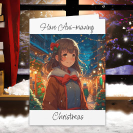 Anime Girl | Frohe Weihnachten glücklich Neues Jah Karte