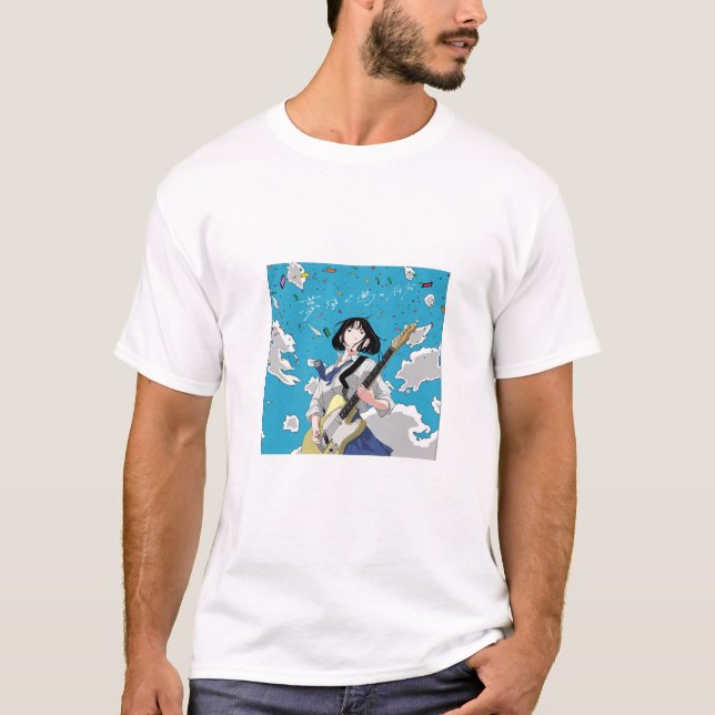 Anime Girl Guitarist Celebration T-Shirt (Vorderseite)