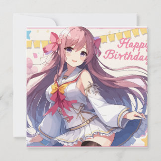 Anime Girl Happy Birthday Einladung