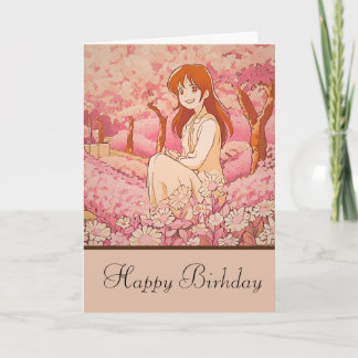 anime girl happy birthday karte