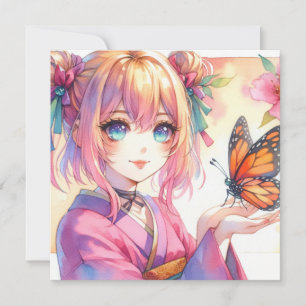 Anime Girl Holding a Butterfly