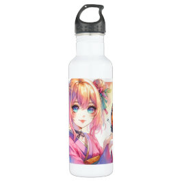 Anime Girl Holding a Butterfly Edelstahlflasche