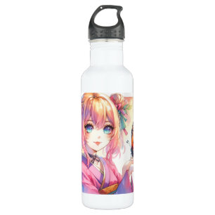 Anime Girl Holding a Butterfly Edelstahlflasche