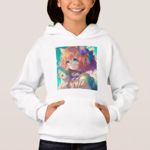 Anime Girl Holding an Adorable Kitten Hoodie