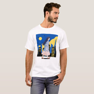 Anime Girl in der Stadt der Nacht T-Shirt