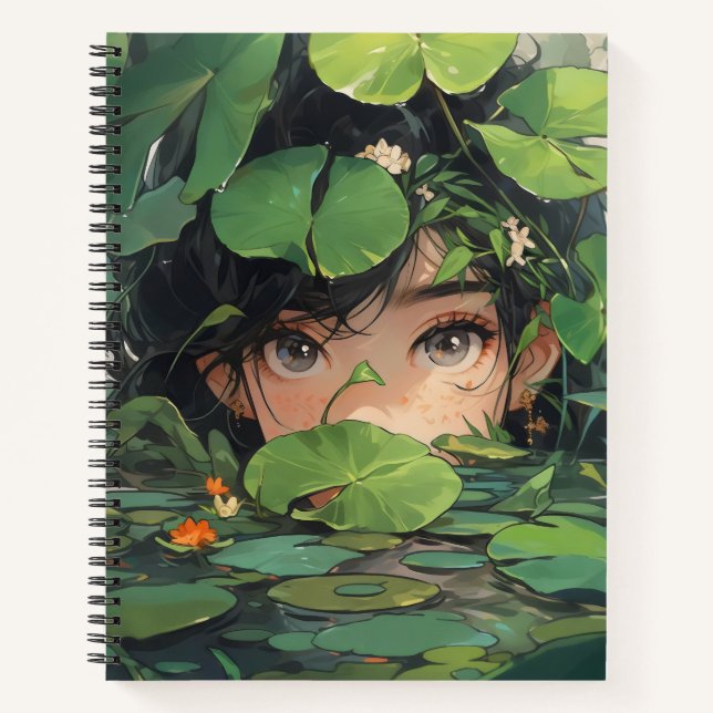 Anime Girl in Pond Notizbuch (Vorderseite)