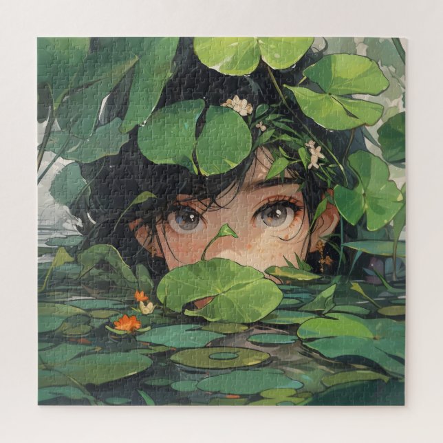 Anime Girl in Pond Puzzle (Vertikal)