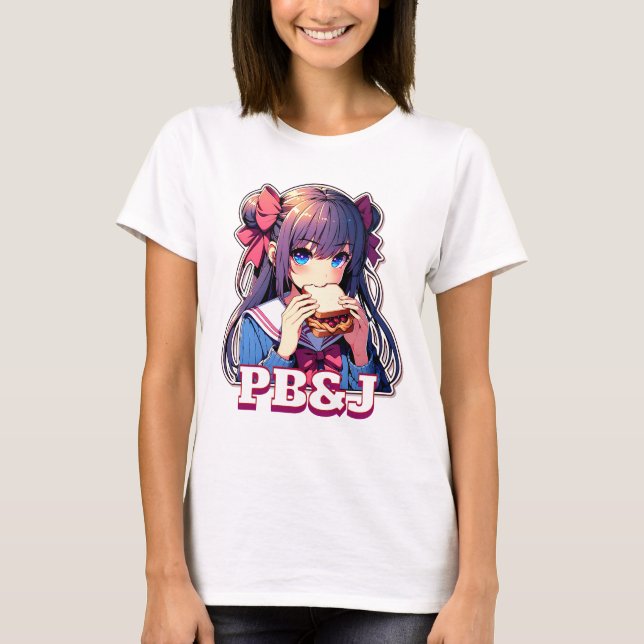 Anime Girl isst ein PB&J Sandwich T-Shirt (Vorderseite)