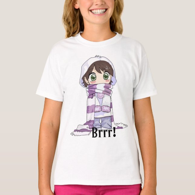 Anime Girl ist im Winter Gear-T - Shirt hochgefahr (Vorderseite)