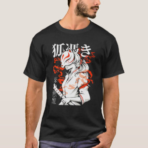 Anime Girl Kawaii Kitsune Maske T-Shirt