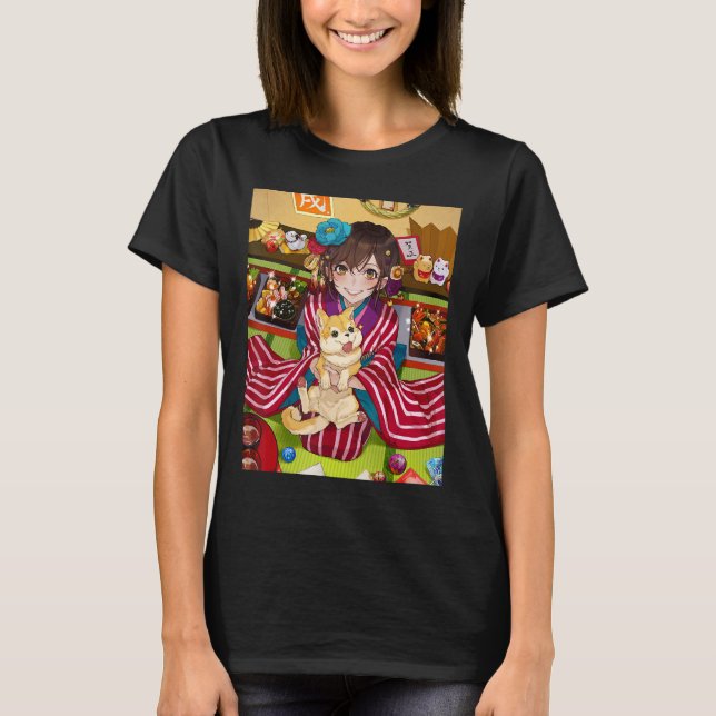 Anime Girl Kawaii Waifu ÄästhetiJapanisch Otaku2 T-Shirt (Vorderseite)