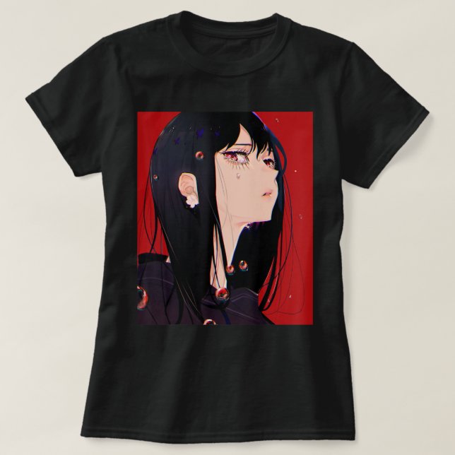 Anime Girl Kawaii Waifu Ästhetik Japanisch Manga O T-Shirt (Design vorne)