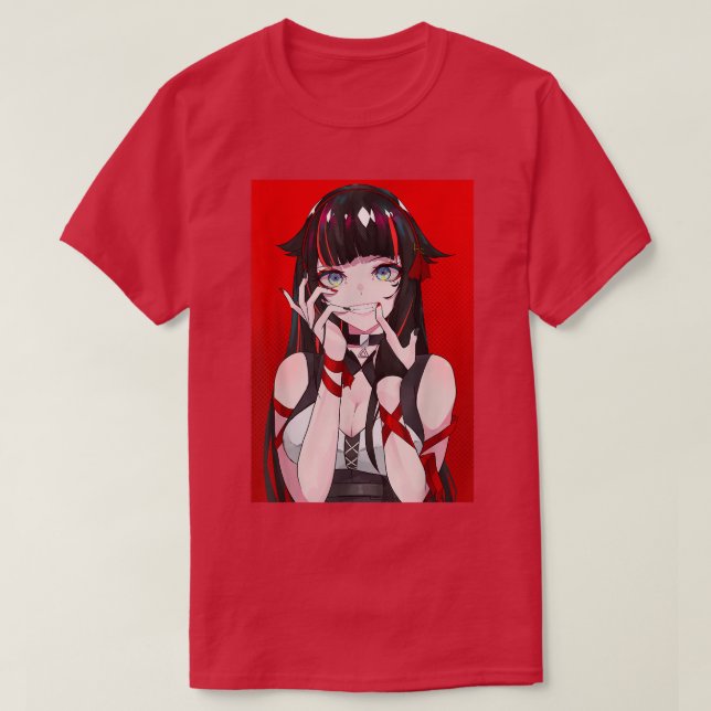 Anime Girl Kawaii Waifu Ästhetik Japanisch Manga O T-Shirt (Design vorne)