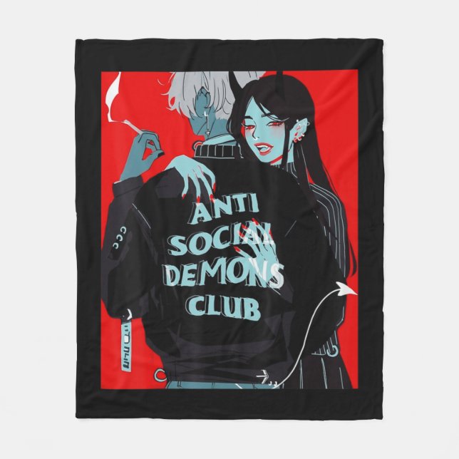 Anime Girl Kawaii Waifu Egirl Aesthetic Japani O Fleecedecke (Vorderseite)