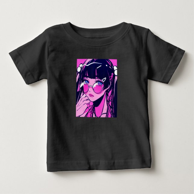 Anime Girl Kawaii Waifu Pink Ästhetik Japanischer  Baby T-shirt (Vorderseite)