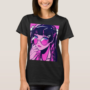 Anime Girl Kawaii Waifu Pink Ästhetik Japanischer T-Shirt
