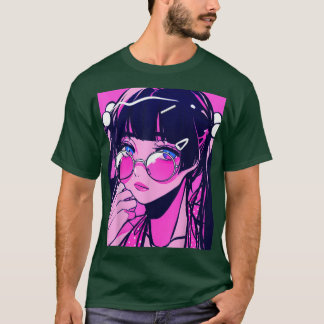 Anime Girl Kawaii Waifu Pink Ästhetik Japanischer  T-Shirt