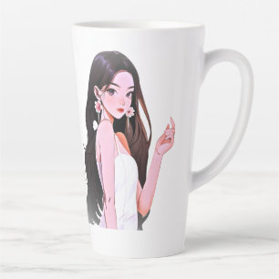 Anime-Girl-Latte-Tasse Hohe Keramiktasse mit Kaw Milchtasse